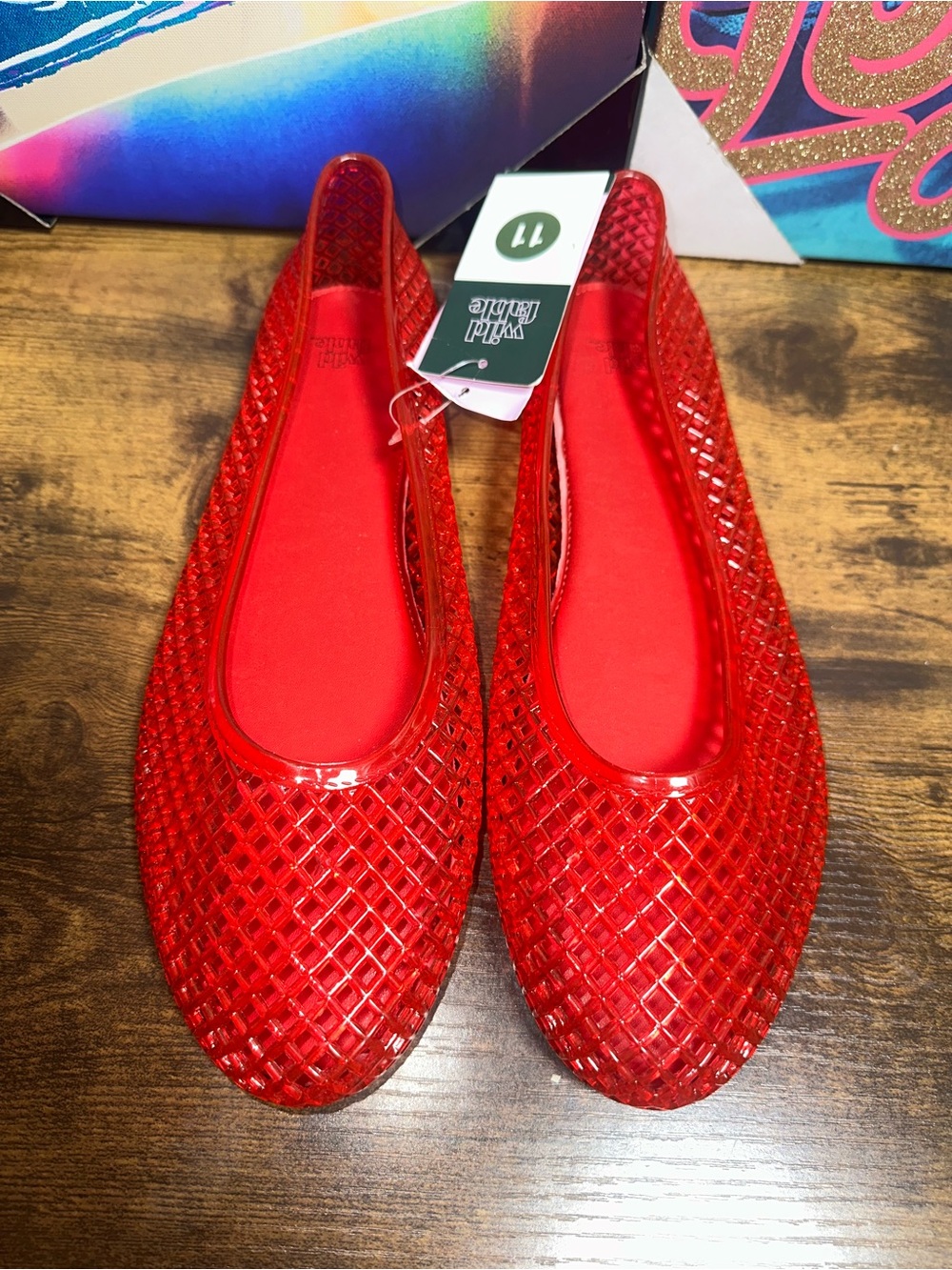 Women's Isabella Jelly Flats - Wild Fable™ Red 11: Pull-On Ballet Flats